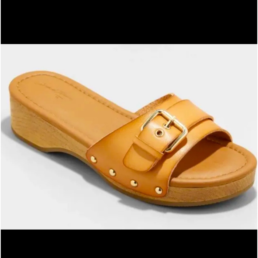 Women’s Kora Faux Wood Bottom sandals universal thread cognac size 8 new